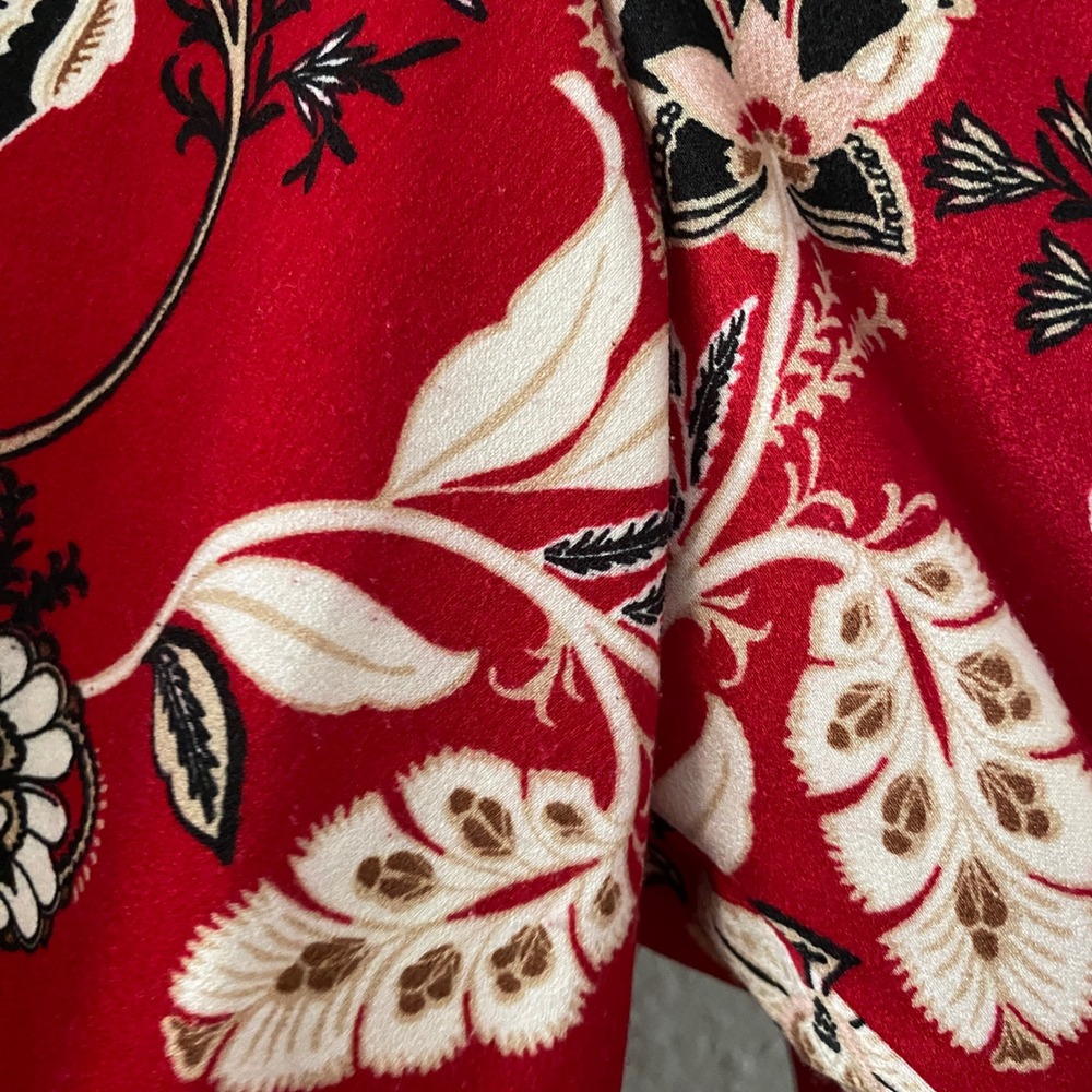 Lane Bryant Red Floral Blouse 26/28 County Cowgirl Cottagecore Boho Chic Flowy - Picture 7 of 8